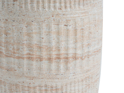 Stylish Outdoor / Indoor Lightweight Concrete Side Table With Travertine - Beige