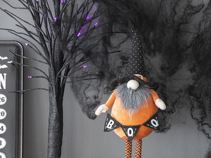 Standing Gnome With Gnome & Holding Banner, For Halloween Decor