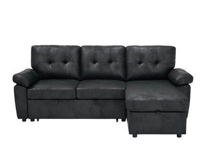 Convertible L - Sectional Sofa Bed With Storage Chaise And Padded Armrests
