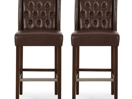 Solstara - Upholstered Dining Barstool With Button Tufted And Wing Back