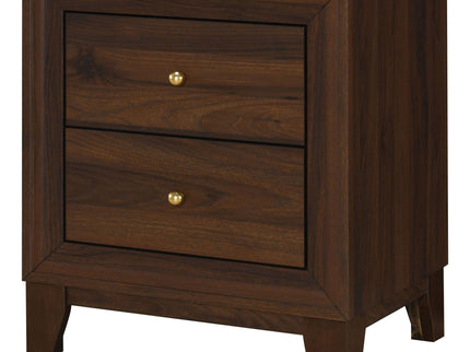 Anza - 2 Drawer Nightstand Bedside Table With Smooth Storage - Walnut