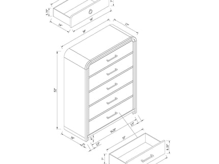 Malco - Chest, Gold Accents - Oak