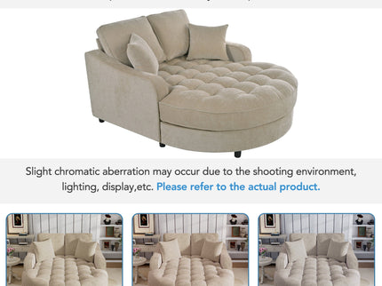 Modern Chaise Lounge Upholstered Sofa Couch With Tufted Seat And Detachable Pillows For Living Room