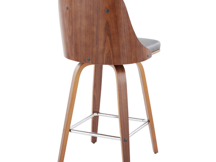 Gianna - Mid Century Modern Fixed Height Counter Stool With Swivel With Square Footrest (Set of 2)
