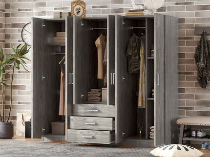 6 Doors Wardrobe Storage For Bedroom, With Big Drawers