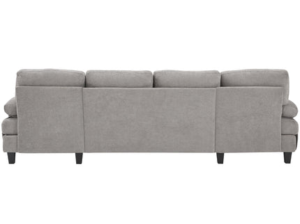 U-Shaped Sectional Sofa 103.5" Fabric Couch With Dual Chaise Lounges, Storage Pockets, Armrest Pillows