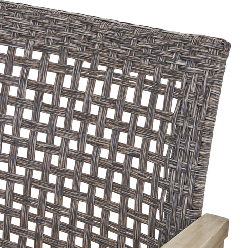 Hampton - Outdoor Wood And Wicker Loveseat - Gray