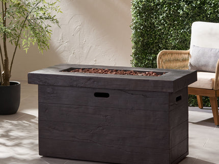 Custer - Rectangular Fire Pit 50, 000 Btu Magnesium Oxide - Brown