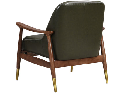 Mid - Century Accent Chair With Cushioned Seat, Brass Tipped Legs