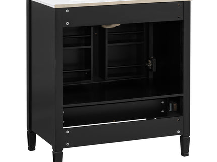 Elegant Fluted Bathroom Vanity With Sink, Soft Close Doors & Drawer