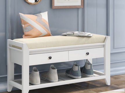Multipurpose Entryway Shoe Rack With Cushioned Seat And Drawers
