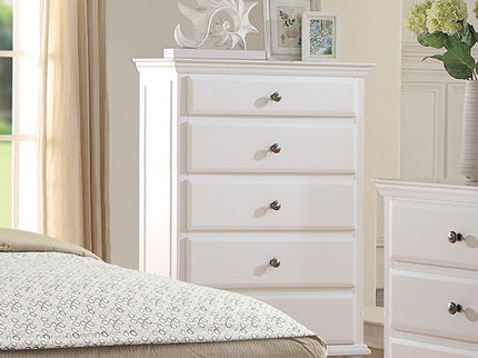 1 Piece Chest 5 Drawers Knob Handles Bedroom Furniture - White