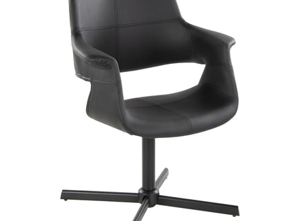 Vintage Flair - Mid-Century Modern Swivel Chair With X - Pedestal - Black