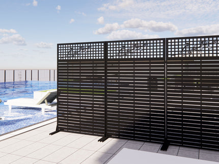 Outdoor / Indoor Divider With Freestanding Decorative Privacy Screen - Black