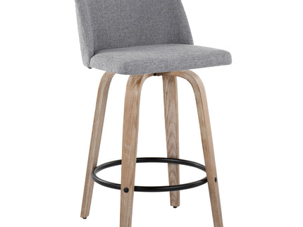 Toriano - Contemporary Fixed-Height Counter Stool & Swivel With Round Footrest (Set of 2)