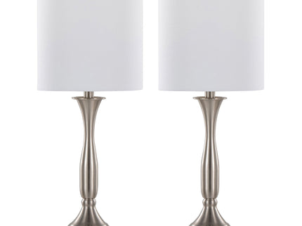 Sawyer - Contemporary Table Lamp (Set of 2) Built In USB Port - Nickel / White