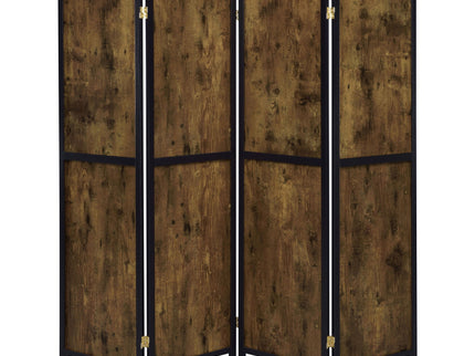 4 Panel Folding Screen, Space Divider - Brown