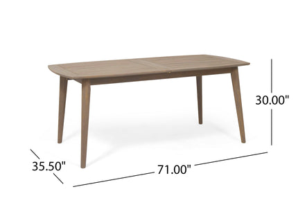 Placidity - Outdoor Expandable Dining Table With Slatted Tabletop And Tapered Legs