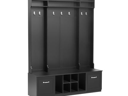 5 In 1 Entryway Bench With Coat Rack, 7 Sturdy Hooks, 2 Spacious Drawers And Adjustable Shelves