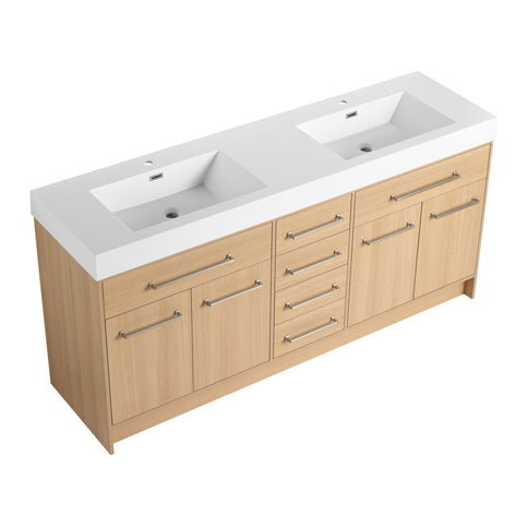 Freestanding Bathroom Vanity With Resin Sink, Soft-Closing Doors And Drawers