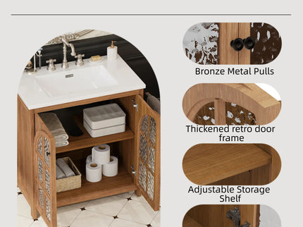 Vintage Farmhouse Bathroom Vanity With Ceramic Sink