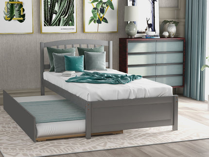 Platform Bed Wood Bed Frame With Trundle
