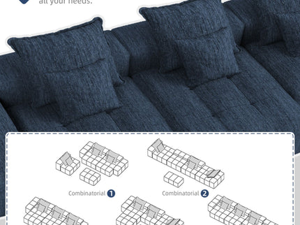 Modern Oversized Diy Combination Modular Sectional Sofa & Pillows