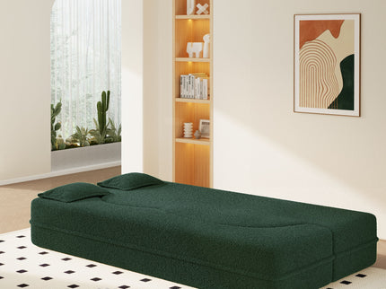 Modern Floor Sleeper Sofa Bed With 2 Pillows, Convertible Twin Size Folding Mattress For Living Room