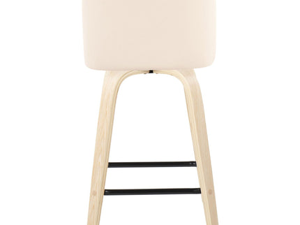Toriano - Contemporary Modern Design Fixed Height Counter Stool With Swivel With Square Footrest (Set of 2)