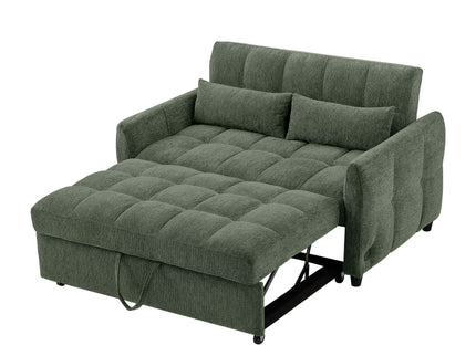 Loveseat Sofa Pull-Out Bed With Adjustable Backrest, 3 USB Ports And 2 Lumbar Pillows For Living Room