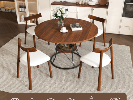 Round Extendable Dining Table Set With Chairs