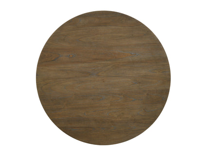 Havanna - 5 Piece Wide Round Dining Table With Off White Chairs (Set of 5) - Vintage Walnut