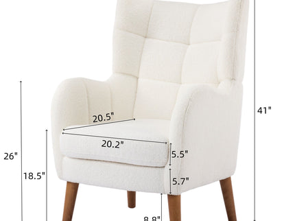 Accent Chair With Birch Wood Legs - White