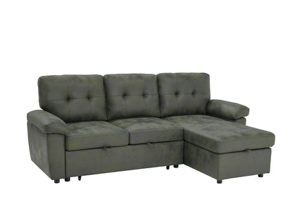 Convertible L - Sectional Sofa Bed With Storage Chaise And Padded Armrests