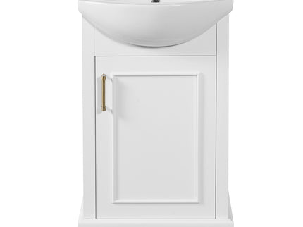Bathroom Vanity With Bulged Sink, Cabinet, Soft-Close Door, Freestanding Single Unit