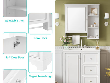 Bathroom Vanity With Sink, Modern Elegant Bathroom Storage Cabinet With 3 Drawers And Adjustable Shelves, Freestanding Vanity Set With Mirror Cabinet, Single Sink Bathroom Vanity