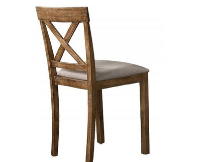 Dining Chair With Open X Back (Set of 2) - Brown / Beige