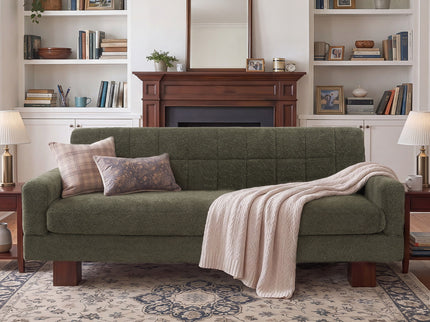 Modern Loveseat Sofa, 2 Seater With Square Arms For Living Room