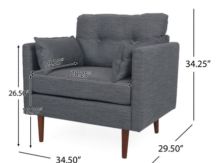 Enchantica - Upholstered Fabric Club Chair With Button Tufted And 2 Accent Pillows