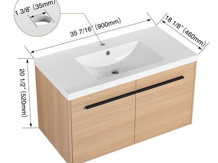 Bathroom Vanity Set With Resin Countertop Sink, 2 Doors