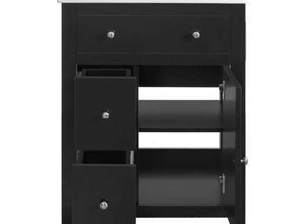 Bathroom Vanity With Basin, Rectangular Cabinet With 2 Drawers And Soft Closing Door