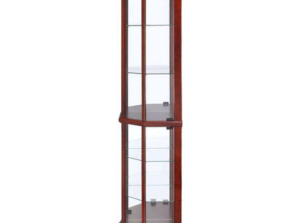 Jacob - 6 Shelf Curio Display Cabinet - Red / Brown