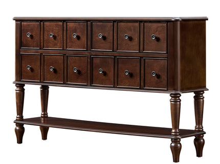 Console Table, Entryway Sofa Table With 4 Storage Drawers And Open Shelf - Espresso