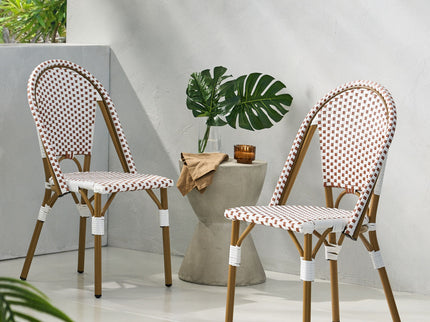 Outdoor Rattan And Aluminum French Bistro Chairs Set