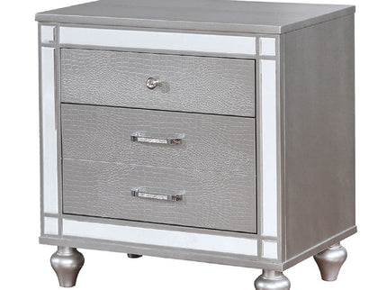 Contemporary Nightstand With Crocodile Textured Trim