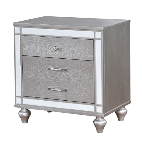 Contemporary Nightstand With Crocodile Textured Trim