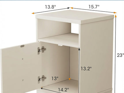 Nightstand With Door & Shelf, 2 Drawer Side Table