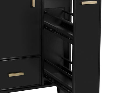 Bathroom Vanity With Sink, Deep Drawer And Pull Out Basket, Rectangular Design - Black