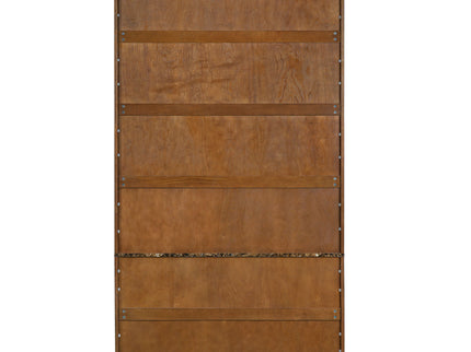 Tall Bookcase Storage Cabinet With 3 Open Shelves & Fluted Double Doors