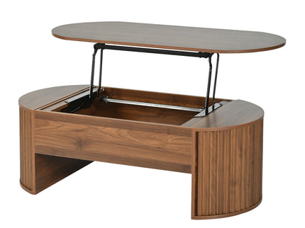 Lift Top Coffee Table With Hidden Compartment, Modern Oval Lift Tabletop For Home Living Room